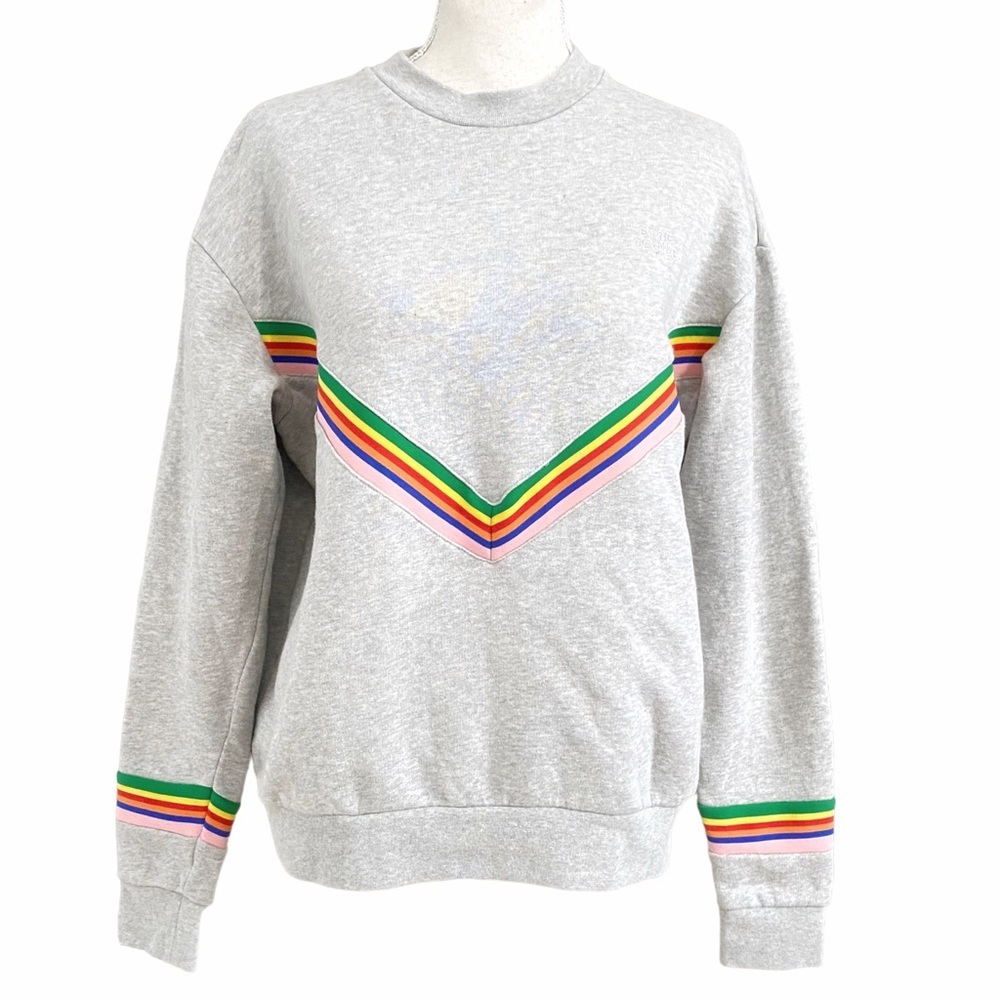Etre CECILE GREY RAINBOW COTTON BOYFRIEND CREWNECK SWEATSHIRT - XS